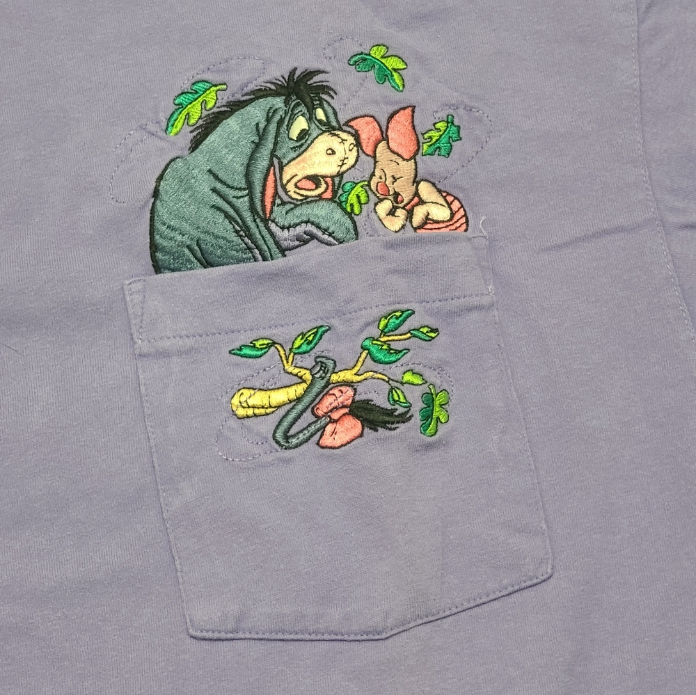 Vintage The Disney Store Tag, Purple Graphic Pocket T-Shirt, Eeyore And Piglet L - Picture 8 of 9